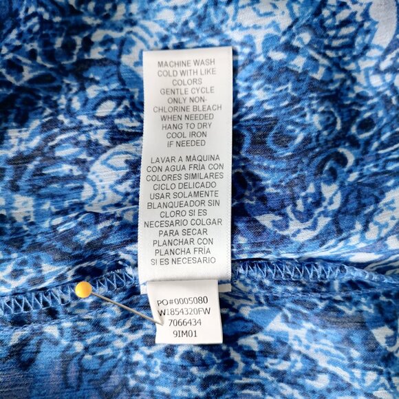 Fever Womens Blue Asymmetric Sheer Chiffon Sleeveless Tunic Top Plus Size 3X - Picture 7 of 7